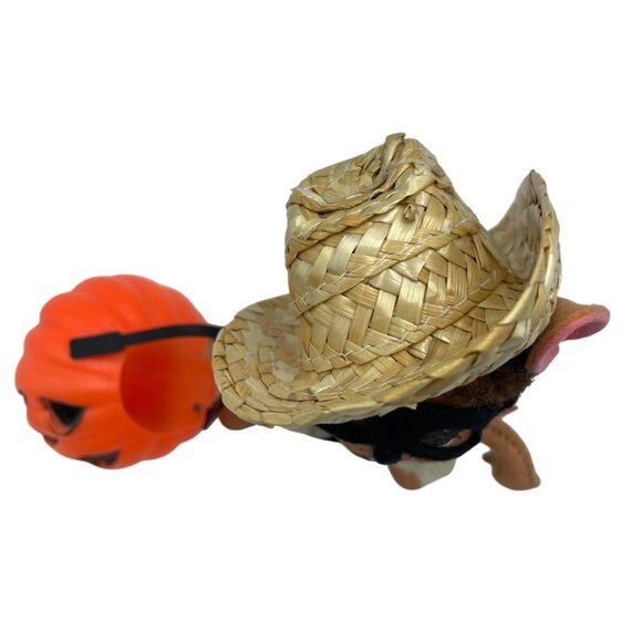 Annalee Halloween Sheriff Cowboy Mouse Plush With Straw Hat & Pumpkin - Picture 11 of 15